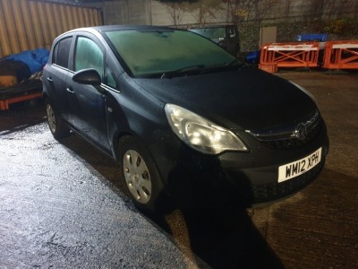 BLACK VAUXHALL CORSA EXC-IV AC CDTIEFLEX. ( DIESEL ) Reg : WM12XPH, Mileage : 0 Details: MOT VALID UNTIL 11/05/2021, ENGINE SIZE 1248CC, NO KEYS, VEHICLE IS LOCKED.