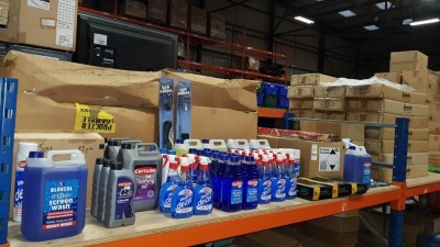 APPROX 250+ X MIXED AUTOMOBILE ACCESSORIES TO INCLUDE - BLUE STAR DE-ICER, ALL SEASONS SCREENWASH, SEMI SYNTHETIC CAR OIL, CAR AERIAL, FOLDABLE SNOW SHOVEL ETC.. - CONTAINED ON FULL BAY