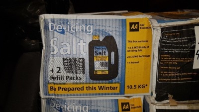 15 X DE-ICING SALT BOXES - EACH BOX CONTAINES - 1 X 3.5KG BOTTLE OF DE-ICING SALT, 2 X 3.5KG REFILL BAGS & 1 X FUNNEL