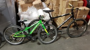 CARRERA SUBWAY ONE MOUNTAIN BIKE 21" FRAME IN BLACK AND CARRERA ABYSS BIKE IN GREEN