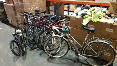 11 X VARIOUS BIKES IE RALLY, CARRERA, APOLLO, VIPER AND A FOLD UP BIKE ETC