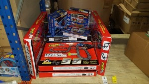 4 X TRACK CAR REMOTE CONTROL RACING GAME, 2 X 3D TRAIN SET PUZZLE AND 3 X TRACK CAR REMOTE CONTROL RACING GAME (SOME PARTS MISSING)