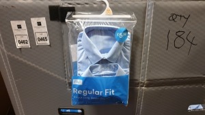 46 X BRAND NEW PACKS OF 2 BLUE REGULAR FIT CHILDRENS'S LONG SLEEVE SHIRTS - SIZE 10-11 YEARS