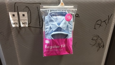 47 X BRAND NEW PACKS OF 2 BLUE GIRLS SHORT SLEEVED SHIRTS - SIZE 10-11 YEARS