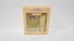 50 X BRAND NEW HAPPY DAYS NATURAL SPRAY VAPORISATEUR 100ml 3.3FL.OZ. AND PERFUMED BODY LOTION 90ml 3.OFL.OZ.