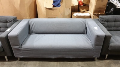 1 X 2 SEATER GREY FABRIC SOFA - USED