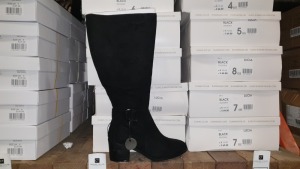 13 X BRAND NEW PAIRS OF EVANS BLACK BOOTS IN VARIOUS SIZES