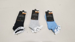 288 X BRAND NEW LADIES SOCKS WITH LACE UK SIZE 4-8 IN 3 COLOURS