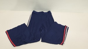 70 X BRAND NEW PAIRS OF DARK BLUE TROUSERS WITH RED STRIPE (AVON CODE F7376000) - SIZE 14-16 - IN 5 CARTONS