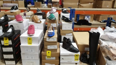 15 X BRAND NEW WOMENS SHOES IN VARIOUS STYLES AND SIZES IE HEAVENLY SOLES CETISE TRAINERS UK SIZE 5, HEAVENLY SOLES TAN HEELS UK SIZE 4 AND CUSHION WALK BLACK SLIP ON SHOES UK SIZE 4E ETC