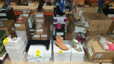 15 X BRAND NEW WOMENS SHOES IN VARIOUS STYLES AND SIZES IE HEAVENLY SOLESORANGE BOOTS UK SIZE 4, CUSHION WALK FUCHSIA SHOES UK SIZE 5D AND LOTUS BLACK HEEL BOOTS UK SIZE 9EEE ETC