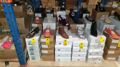 15 X BRAND NEW WOMENS SHOES IN VARIOUS STYLES AND SIZES IE HEAD OVER HEELS BROWN BOOTS EU SIZE 38, G;AMOROUS PURPLE HEELS UK SIZE 6 AND PADDERS BLACK VELCROW SHOES UK SIZE 5EEE ETC