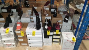 15 X BRAND NEW WOMENS SHOES IN VARIOUS STYLES AND SIZES IE CUSHION WALK BURGUNDY TRAINERS UK SIZE 4E, SOLE DIVA BLACK HEELS UK SIZE 5E AND CUSHION WALK GOLD SLIP ON SHOES UK SIZE 4E ETC