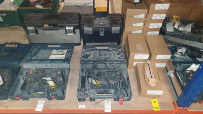 MIXED TOOL LOT CONTAINING BOSCH HAMMER DRILL (GBH 2400 PROFESSIONAL) ALSO INCLUDES KETTER TOOL BOX WITH VARIOUS SPANNERS, DRILL BITS, FUSES, ALAN KEYS AND SCREWDRIVERS ETC