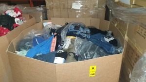 FULL PALLET OF CLOTHING IN VARIOUS STYLES AND SIZES IE F&F SLIM JEANS, F&F FRESH FEAL SOCKS AND F&F BOYS BRIEFS ETC