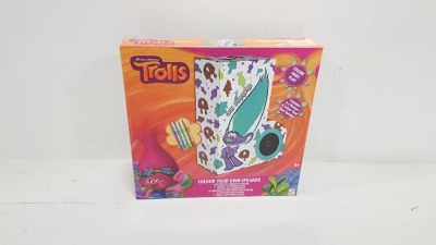 72 X BRAND NEW DREAMWORKS TROLLS (GUY DIAMOND) COLOUR YOUR OWN SPEAKER INCLUDES MARKERS - IN 3 BOXES