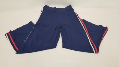 60 X BRAND NEW AVON COVETED WIDE LEG LALANA TROUSERS - NAVY COLOURED WITH RED/BEIGE STRIPES, SIZES 10-12 - IN 5 BOXES