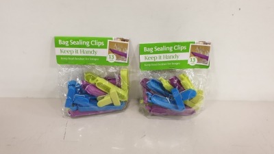 160 X BRAND NEW BOXED 13PACK OF BAG SEALING CLIPS - IN 16 BOXES