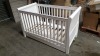 BRAND NEW MOTHERCARE HIGH GLOSS WHITE SLEIGH COT BED WITH STORAGE DRAWER - (KB488) - RRP £299 - IN 2 BOXES