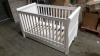 BRAND NEW MOTHERCARE HIGH GLOSS WHITE SLEIGH COT BED WITH STORAGE DRAWER - (KB488) - RRP £299 - IN 2 BOXES