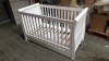 BRAND NEW MOTHERCARE HIGH GLOSS WHITE SLEIGH COT BED WITH STORAGE DRAWER - (KB488) - RRP £299 - IN 2 BOXES