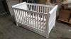 BRAND NEW MOTHERCARE HIGH GLOSS WHITE SLEIGH COT BED WITH STORAGE DRAWER - (KB488) - RRP £299 - IN 2 BOXES