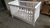 BRAND NEW MOTHERCARE HIGH GLOSS WHITE SLEIGH COT BED WITH STORAGE DRAWER - (KB488) - RRP £299 - IN 2 BOXES