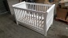 BRAND NEW MOTHERCARE HIGH GLOSS WHITE SLEIGH COT BED WITH STORAGE DRAWER - (KB488) - RRP £299 - IN 2 BOXES