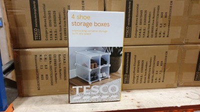 36 X BRAND NEW BOXED TESCO 4 SHOE STORAGE BOXES - IN 9 BOXES