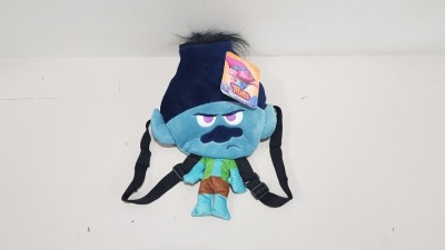 120 X BRAND NEW TROLLS BRANCH HEAD PLUSH BACPACK