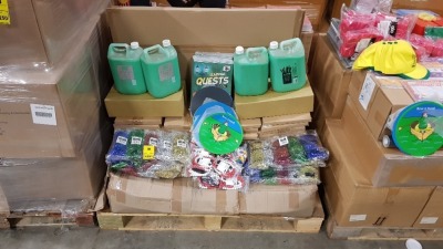 APPROX 1000+ PIECES OF EDUCATIONAL EQUIPMENT PALLET IE READY MIX PAINT, COUNTING BEADS, METALLIC SHREADS, BOOKS AND LEARNING MATS ETC