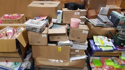 APPROX 1000+ PIECES OF EDUCATION EQUIPMENT ON A PALLET IE BOOKS, FOLDERS, POWDERED PAINT, FOLDER HOLDERS AND LEARNING BOOKLETS ETC