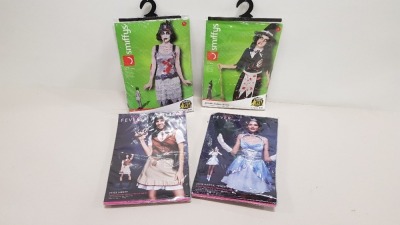 24 X BRAND NEW SMITHYS AND FEVER COSTUMES IE ZOMBIE SALEM WITCH, ZOMBIE FLAPPER DRESS AND FEVER SHERIFF ETC