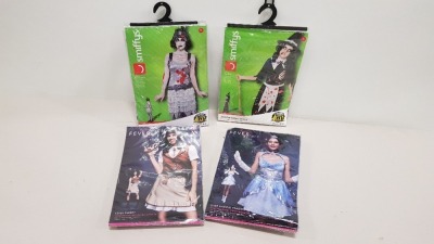 24 X BRAND NEW SMITHYS AND FEVER COSTUMES IE ZOMBIE SALEM WITCH, ZOMBIE FLAPPER DRESS AND FEVER SHERIFF ETC