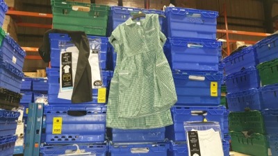£400 MIN RETAIL VALUE OF CHILDRENS SCHOOL SHIRTS AND DRESSES IN VARIOUS STYLES AND SIZES IN 5 TRAYS (NOT INCLUDED)