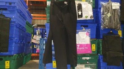 £400 MIN RETAIL VALUE OF CHILDRENS SCHOOL PANTS IN VARIOUS STYLES AND SIZES IN 5 TRAYS (NOT INCLUDED)