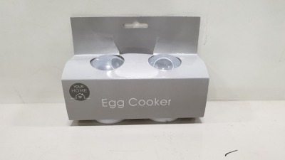 168 X BRAND NEW YOUR HOME SET OF 2 PLASTIC EGG COOKER IN 7 BOXES