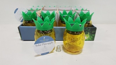 168 X BRAND NEW WILSON & GREGORY GARDEN SOLAR POWERED PINEAPPLE ORNAMENTS IN 7 BOXES