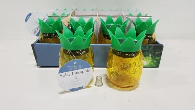168 X BRAND NEW WILSON & GREGORY GARDEN SOLAR POWERED PINEAPPLE ORNAMENTS IN 7 BOXES