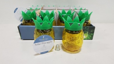 168 X BRAND NEW WILSON & GREGORY GARDEN SOLAR POWERED PINEAPPLE ORNAMENTS IN 7 BOXES