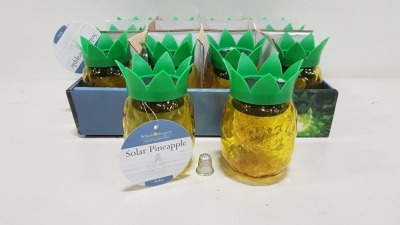 168 X BRAND NEW WILSON & GREGORY GARDEN SOLAR POWERED PINEAPPLE ORNAMENTS IN 7 BOXES