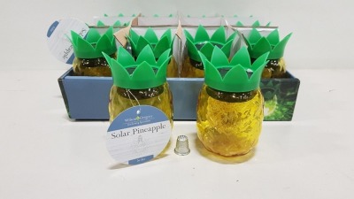 168 X BRAND NEW WILSON & GREGORY GARDEN SOLAR POWERED PINEAPPLE ORNAMENTS IN 7 BOXES