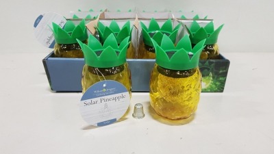 168 X BRAND NEW WILSON & GREGORY GARDEN SOLAR POWERED PINEAPPLE ORNAMENTS IN 7 BOXES