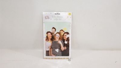 216 X BRAND NEW CELEBRATIONS BABY SHOWER SELFIE KIT IN VARIOUS STYLES IN 9 BOXES