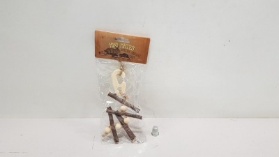648 X BRAND NEW MINI MATES WOODEN HANGING CHARM SUITABLE FOR SMALL ANIMALS IN 18 BOXES