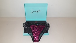 50 X SCRUMPIES OF MAYFAIR PINK LADY TANGA BRIEFS - SIZES 12-14 (3-4) WITH BAG OF 50 CHARMS AND 25 PRESENTATION BOXES - ORIG RRP £35 (£1750.00 TOTAL)