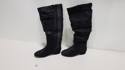 8 X BRAND NEW BLACK SUEDE BOOTS IN VARIOUS SIZES RRP £60.00