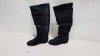 8 X BRAND NEW BLACK SUEDE BOOTS IN VARIOUS SIZES RRP £60.00