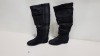 8 X BRAND NEW BLACK SUEDE BOOTS IN VARIOUS SIZES RRP £60.00