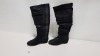 8 X BRAND NEW BLACK SUEDE BOOTS IN VARIOUS SIZES RRP £60.00